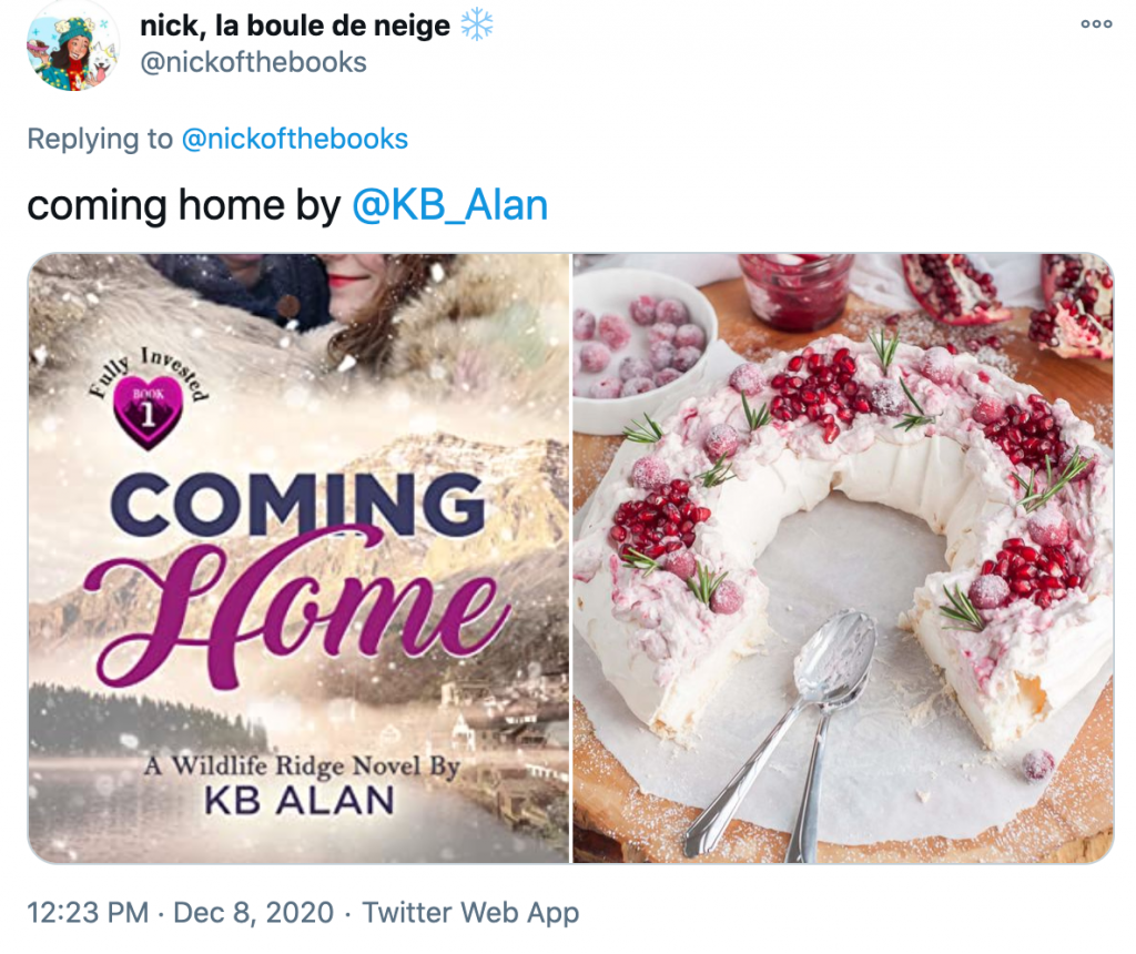 Coming Home cover next to color matched holiday dessert